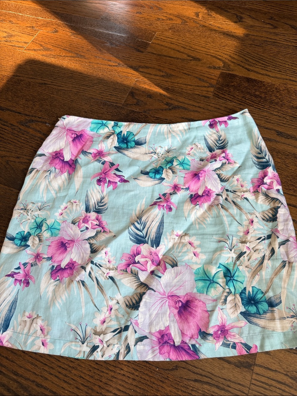 Tommy Bahama Floral A-Line Linen Skirt Sz 14